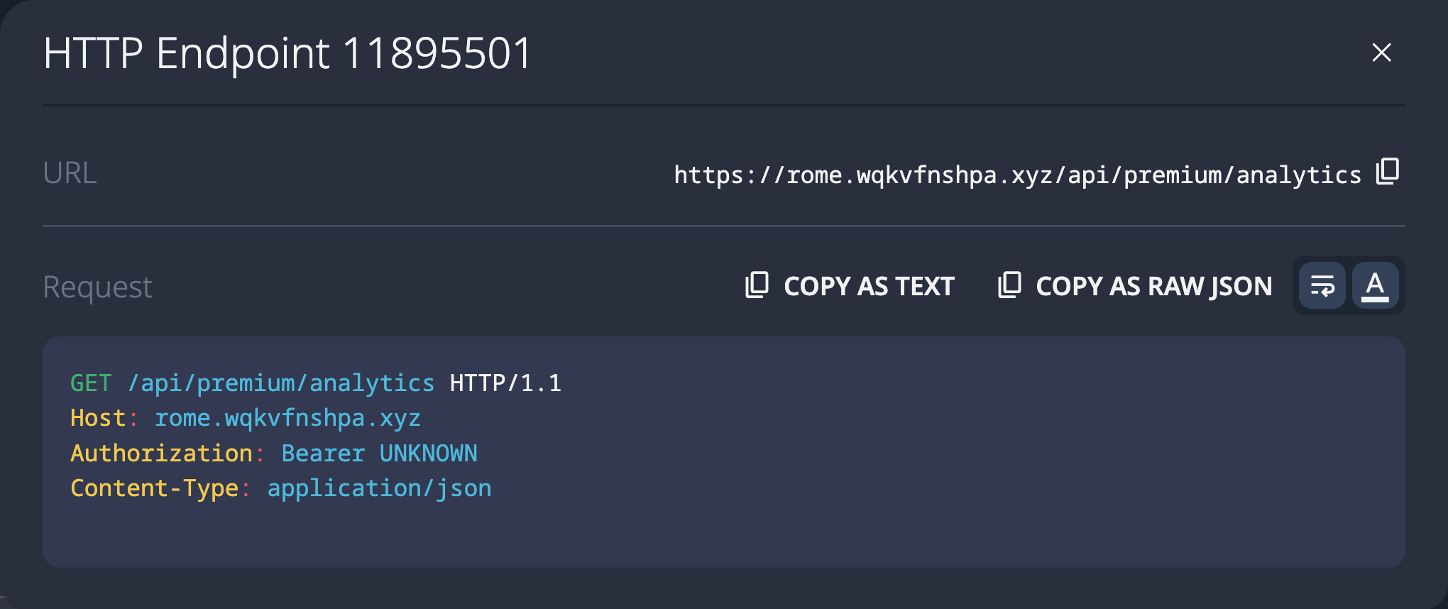SolidPoint UI showing discovered GET /api/premium/analytics endpoint