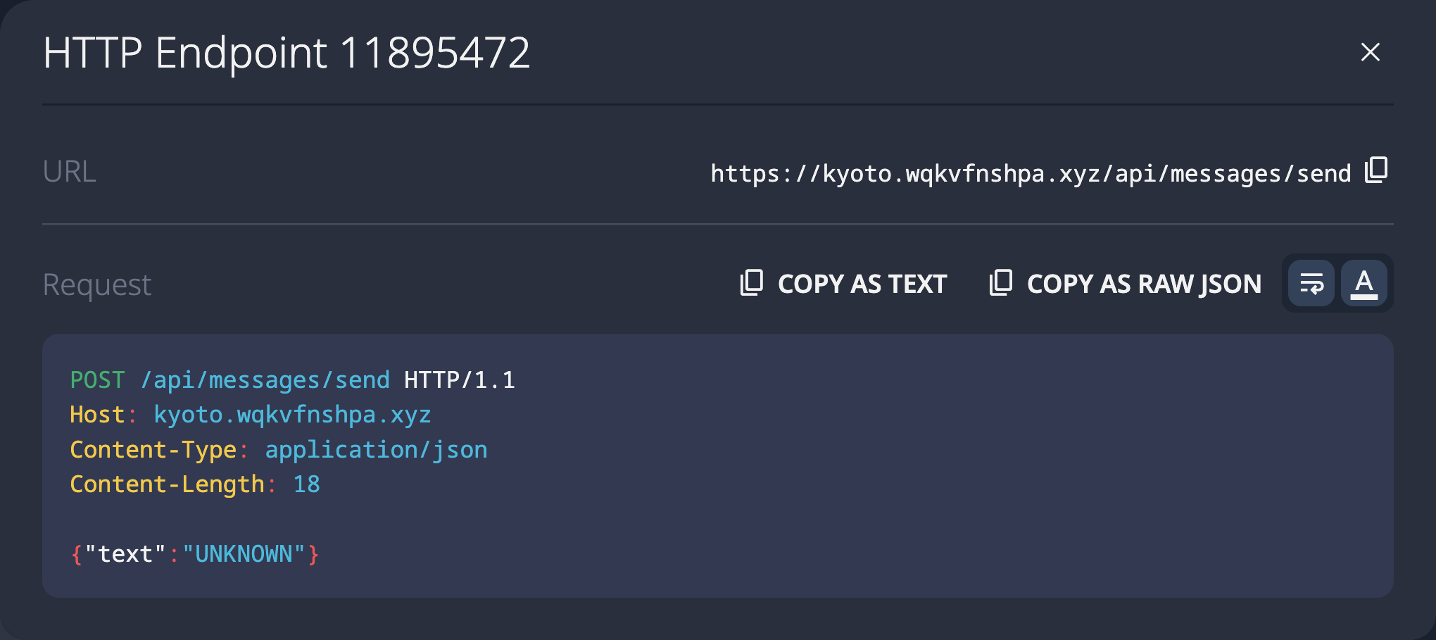 SolidPoint UI showing discovered POST /api/messages/send endpoint