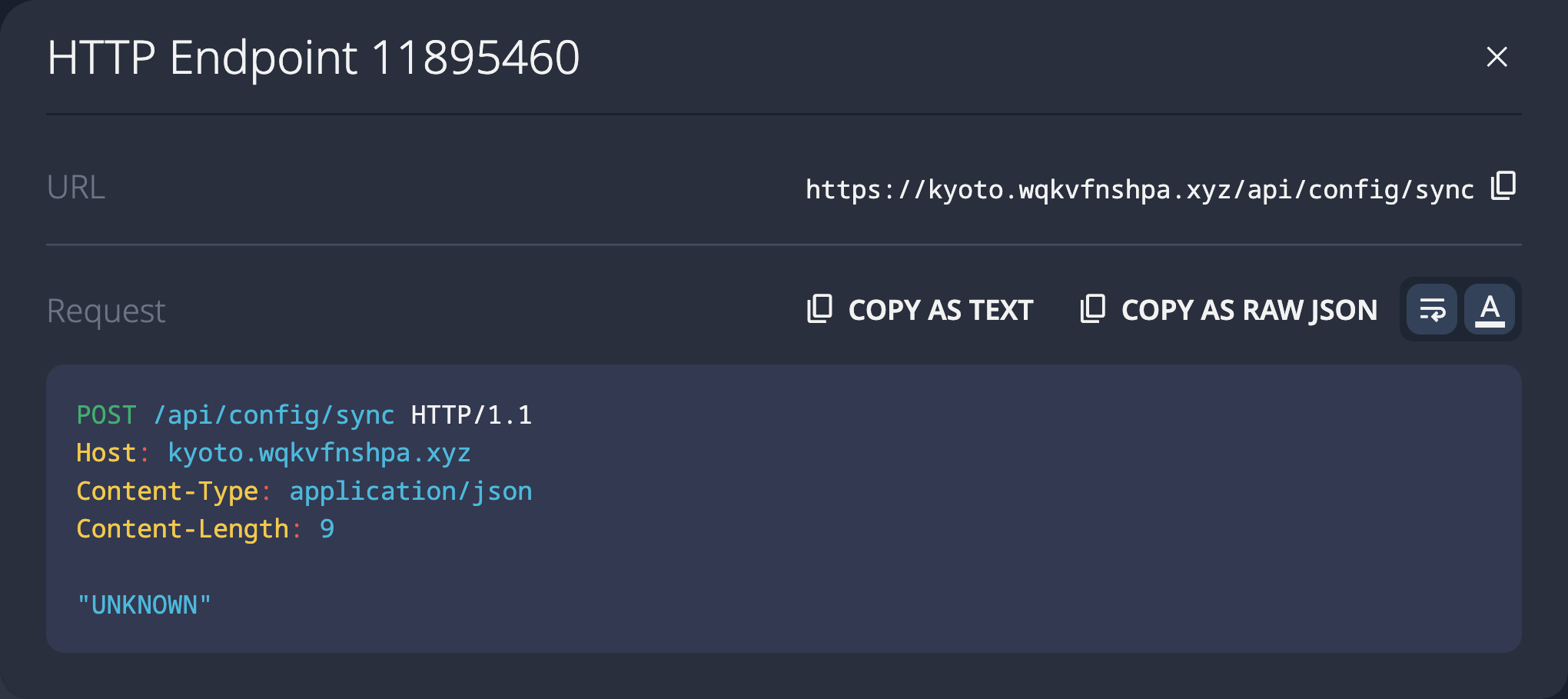 SolidPoint UI showing discovered POST /api/config/sync endpoint