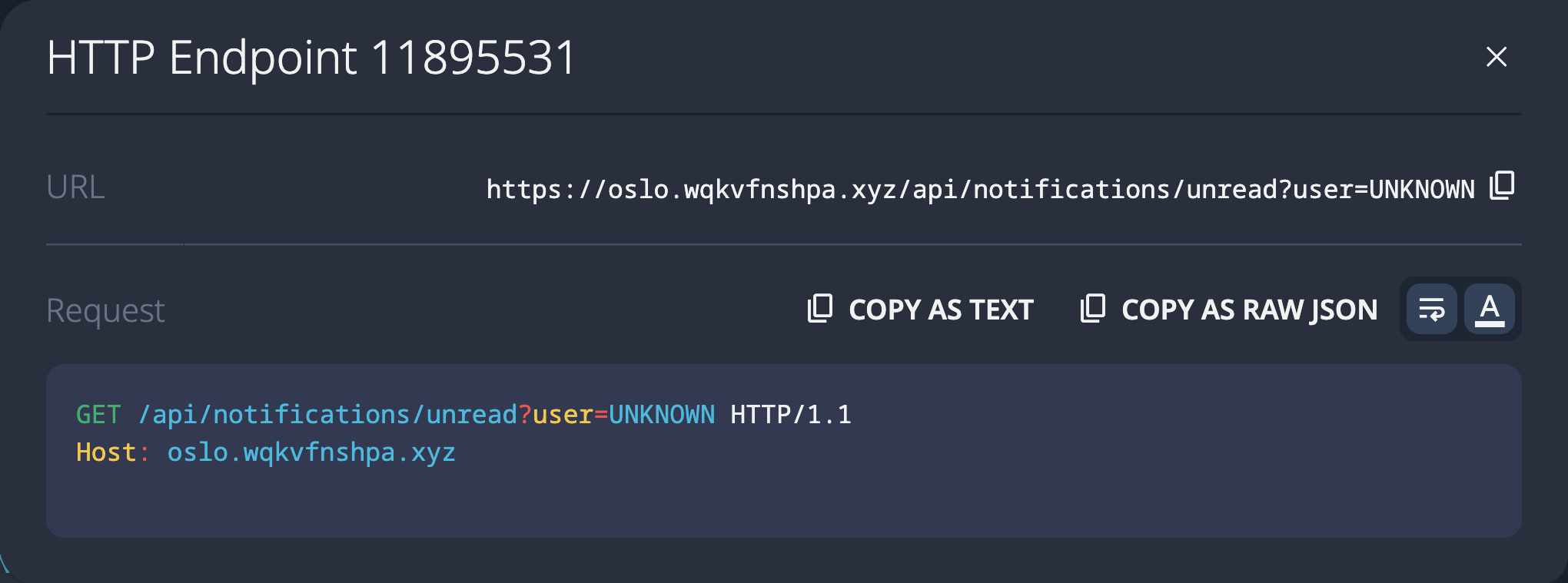 SolidPoint UI showing discovered GET /api/notifications/unread endpoint