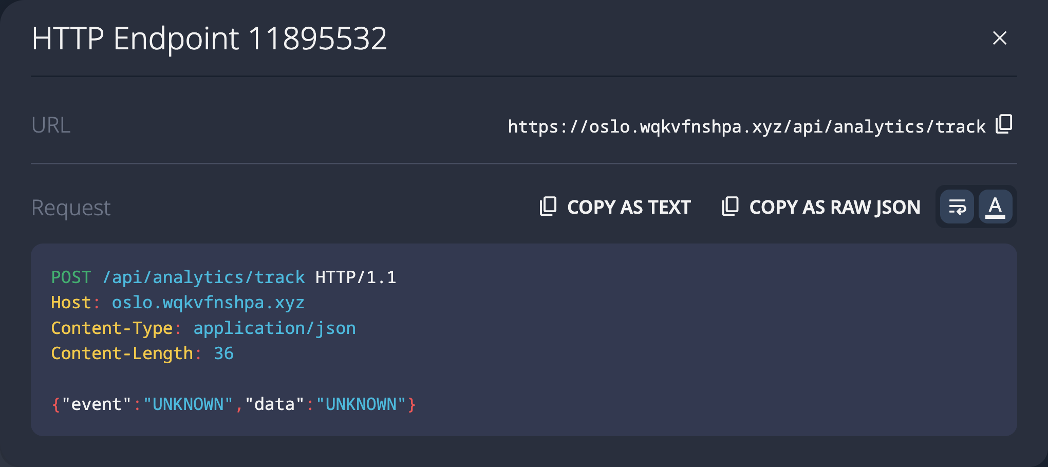 SolidPoint UI showing discovered POST /api/analytics/track endpoint