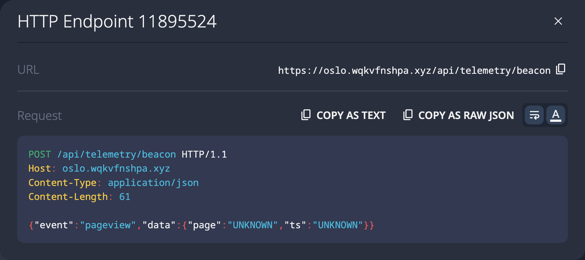 SolidPoint UI showing discovered POST /api/telemetry/beacon endpoint
