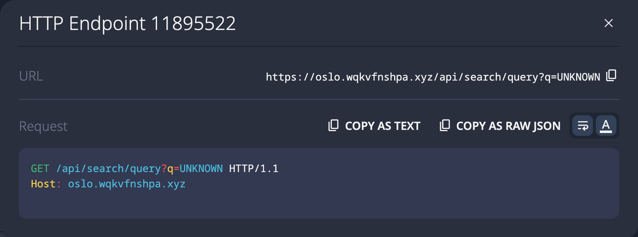 SolidPoint UI showing discovered GET /api/search/query endpoint