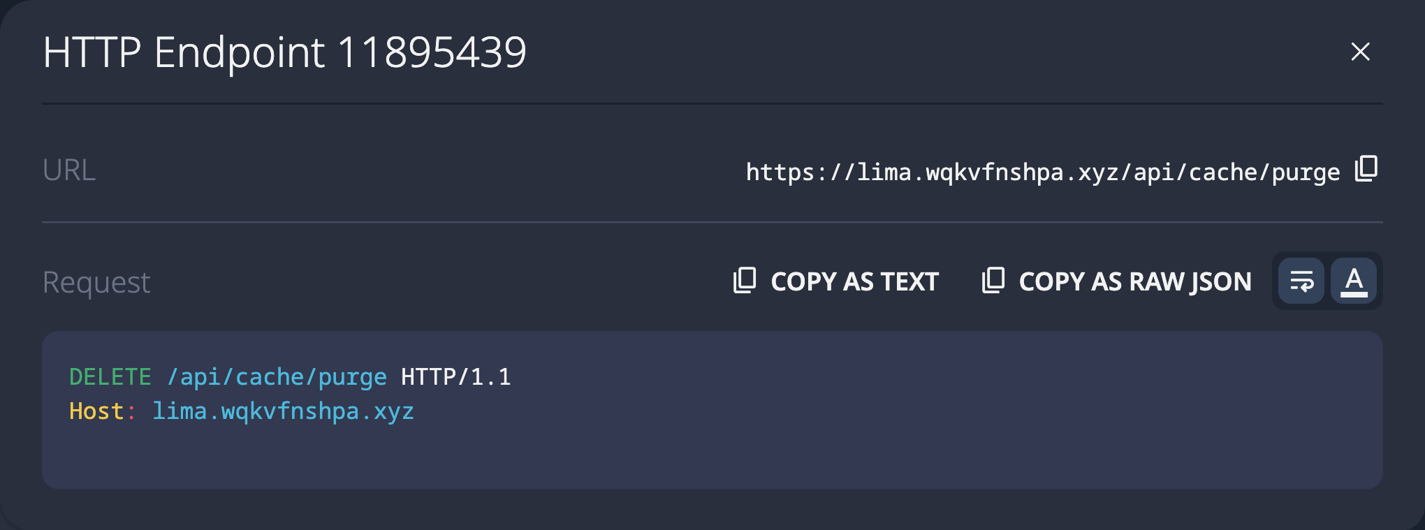 SolidPoint UI showing discovered DELETE /api/cache/purge endpoint