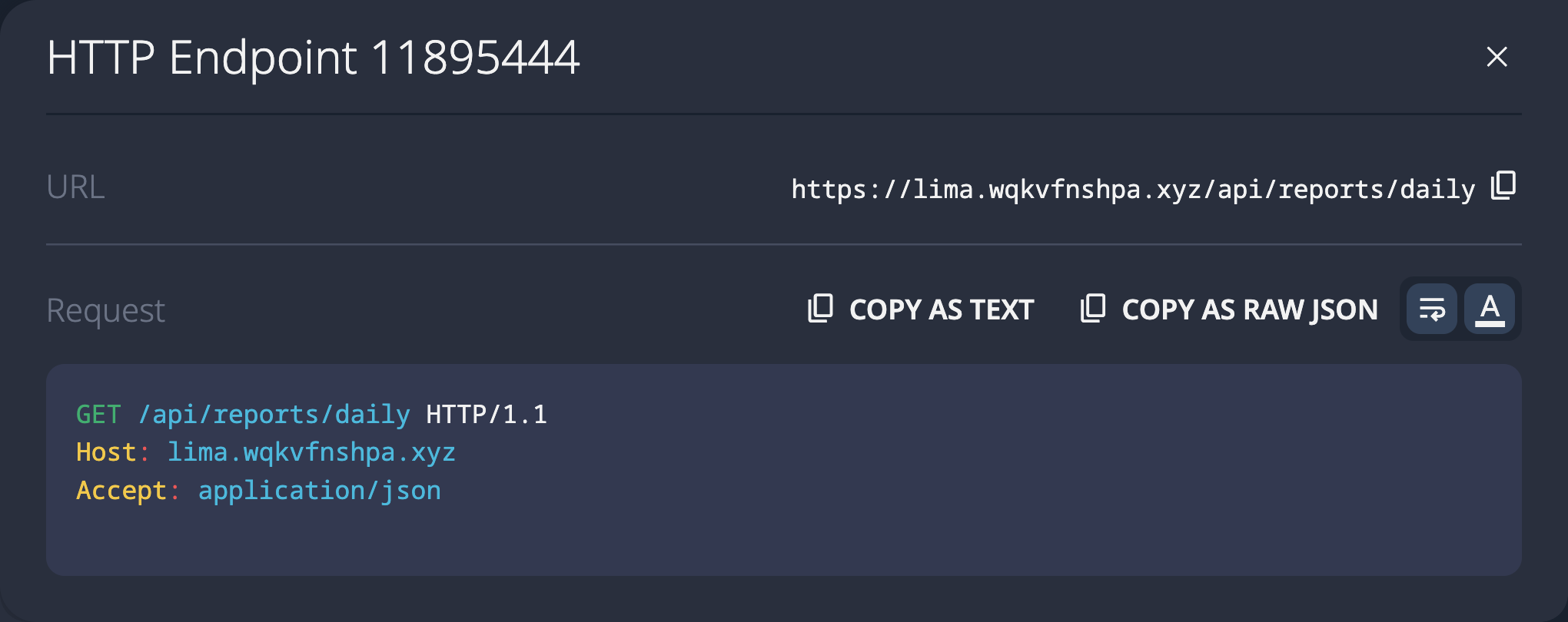 SolidPoint UI showing discovered GET /api/reports/daily endpoint